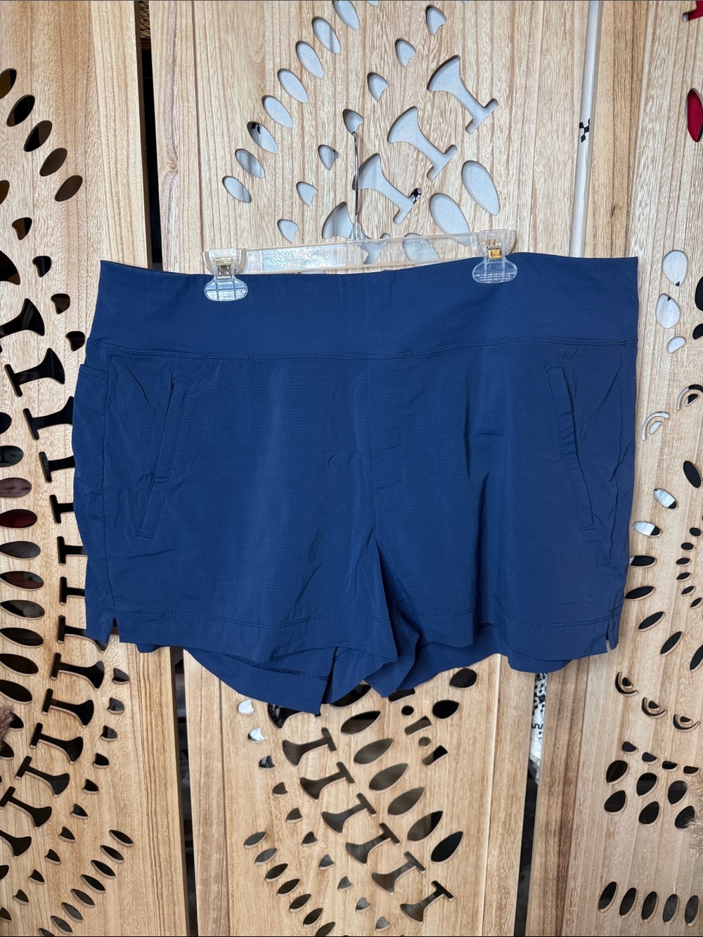 Athleta Navy Performance Running Shorts with Zip Pockets
